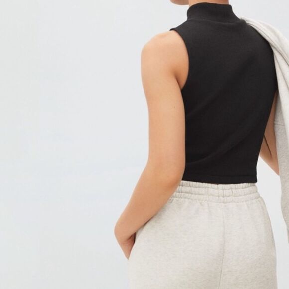 NWT Everlane Tank Top Crop Black The Ribbed Mock Neck Organic Black XS - Picture 4 of 5